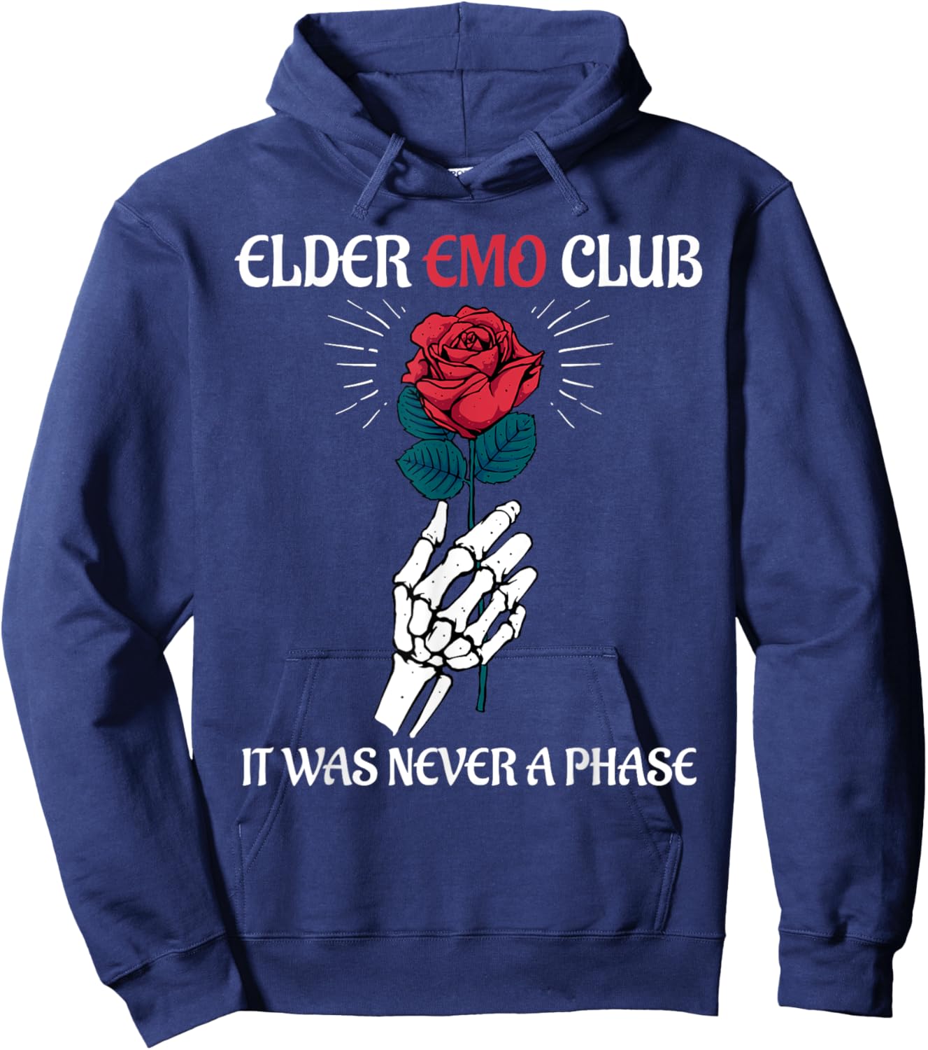 Elder Emo Club It Was Never A Phase Funny Emo Goth Punk Hoodie - Hoodie | Navy
