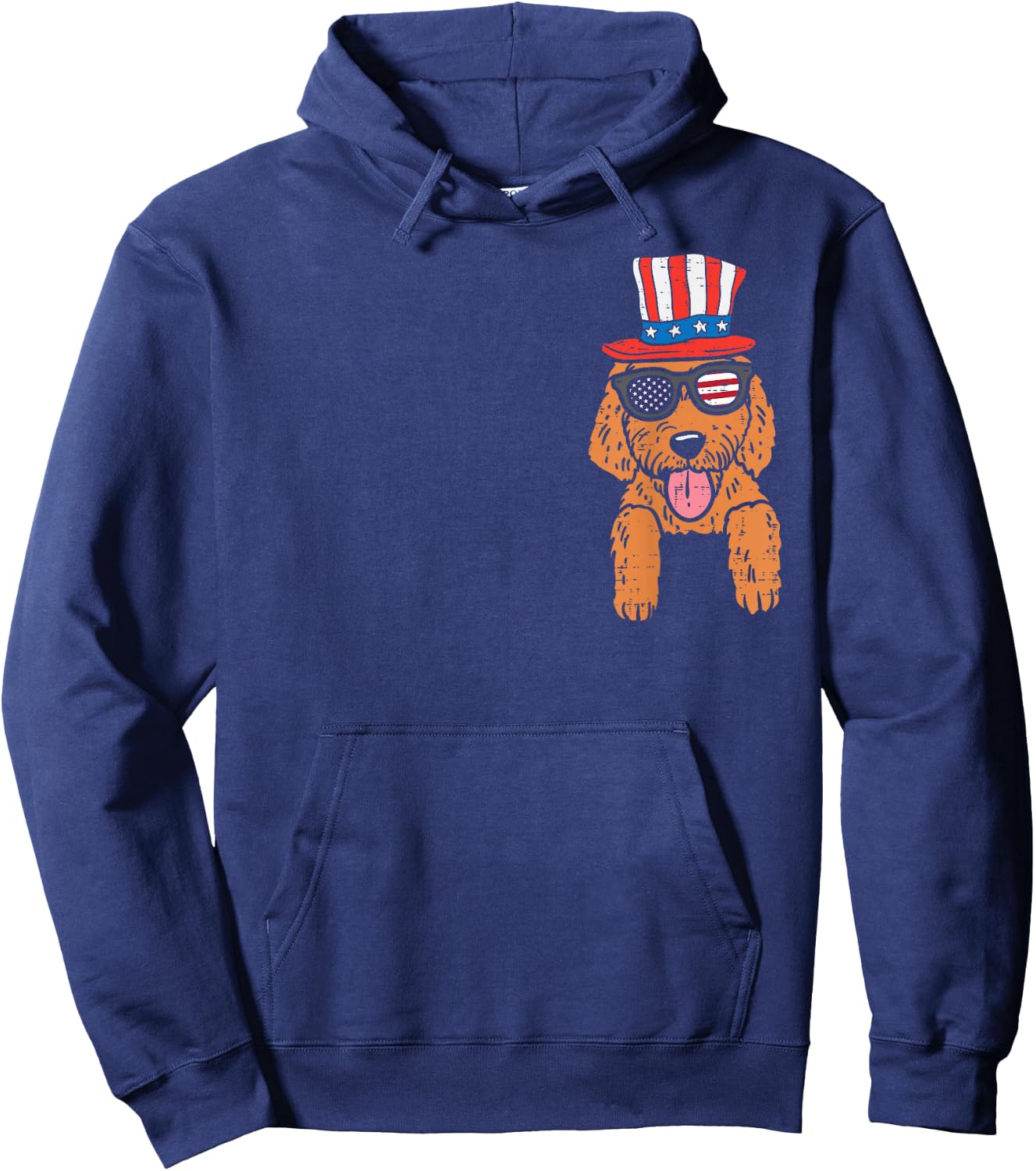 Goldendoodle Pocket American USA 4th Of July Fourth Dog Hoodie - Hoodie | Navy