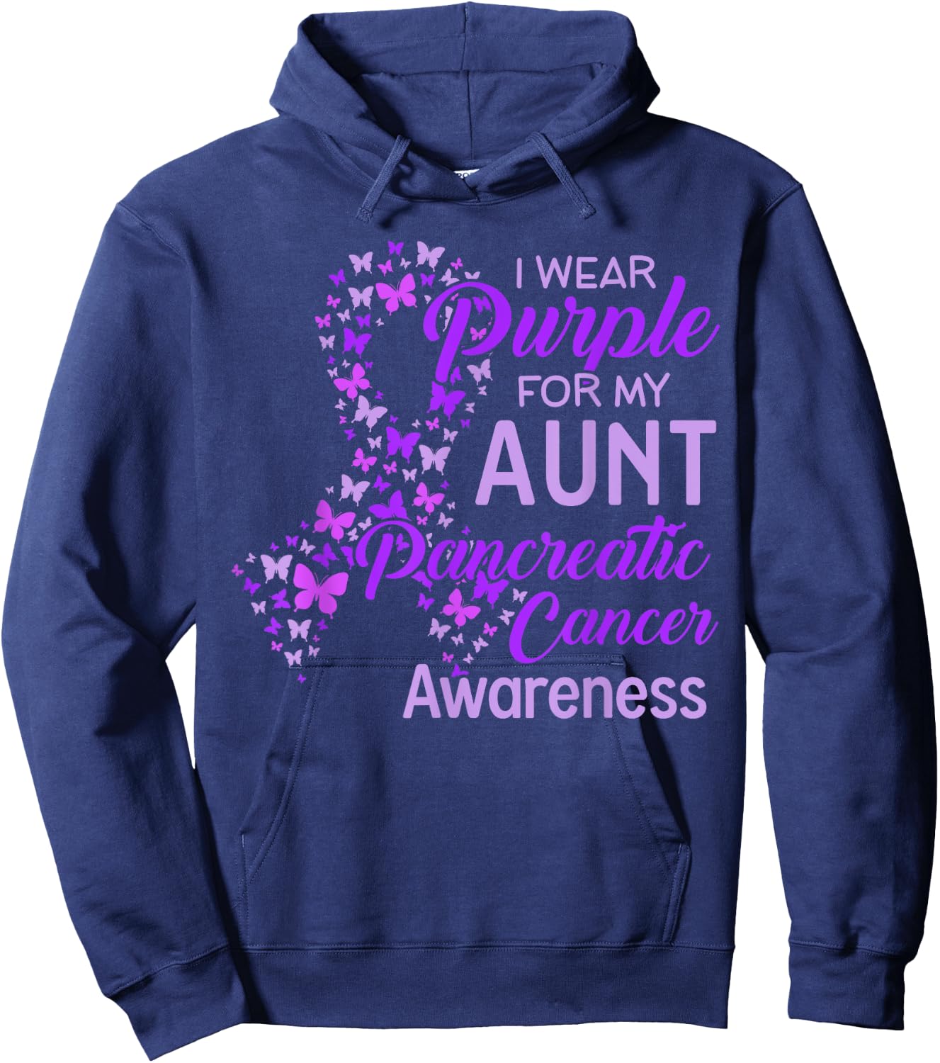 I wear Purple for my Aunt Pancreatic Cancer Hoodie - Hoodie | Navy