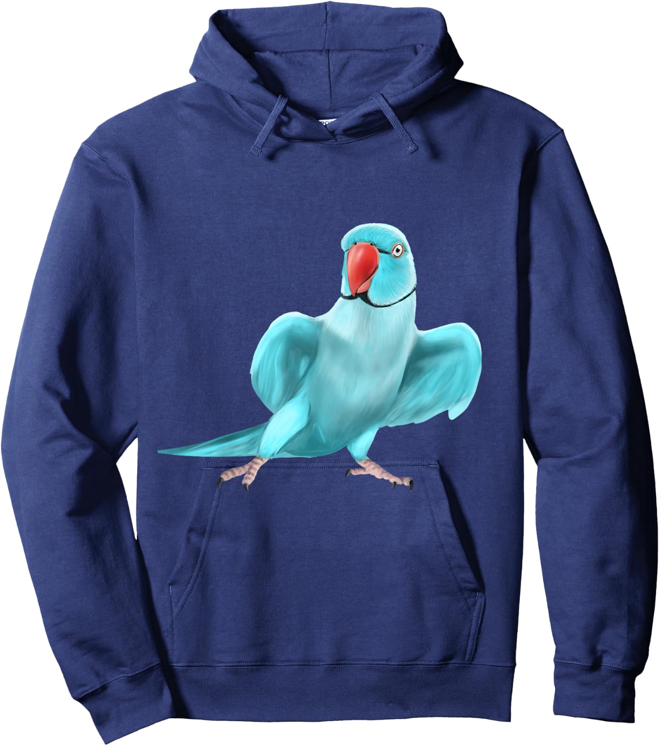 Blue Indian Ringneck Parrot Bird Hoodie - Hoodie | Navy