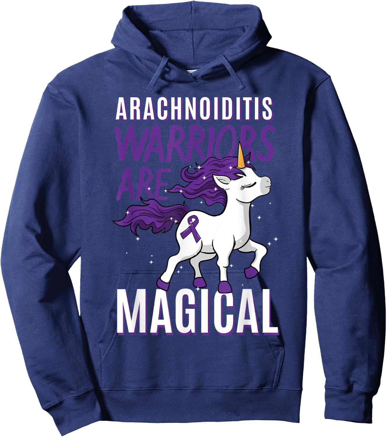 Arachnoiditis Arachnoid Chronic Disorder Warrior Unicorn Hoodie - Hoodie | Navy