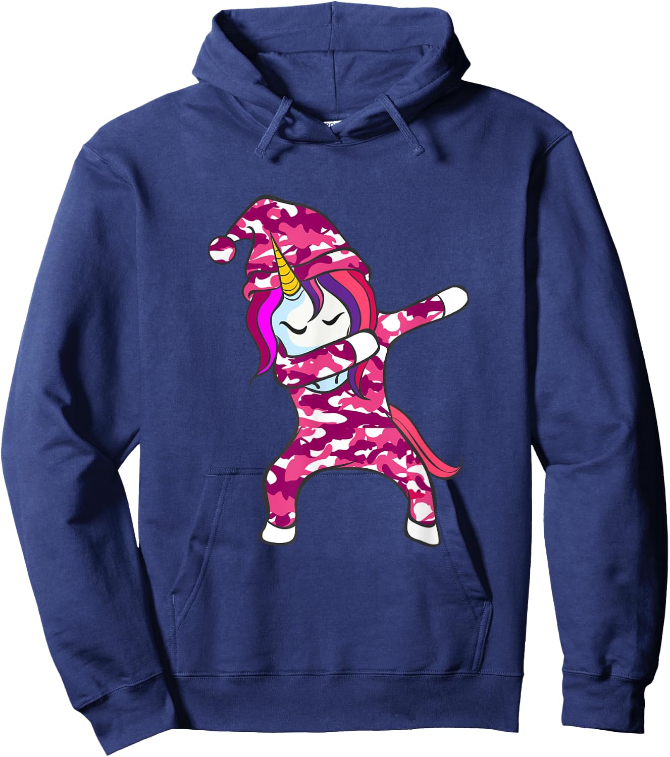 Pink Camo Unicorn Pink Camouflage dabbing unicorn Hoodie - Hoodie | Navy