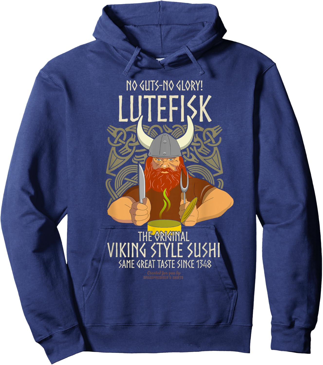 Lutefisk Christmas Fish Original Viking Sushi Funny Lutefisk Hoodie - Hoodie | Navy