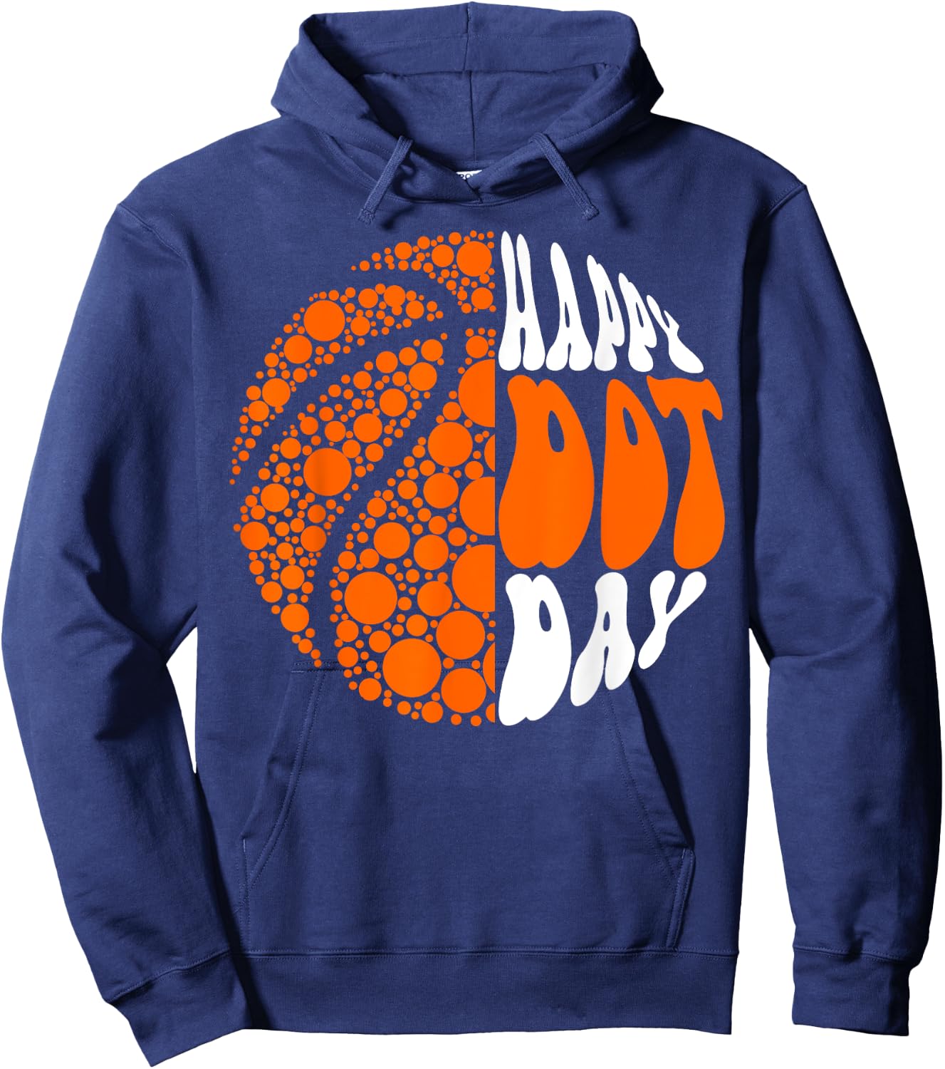 Retro Groovy Basketball Ball Polka Dots Happy Dot Day Boy Hoodie - Hoodie | Navy