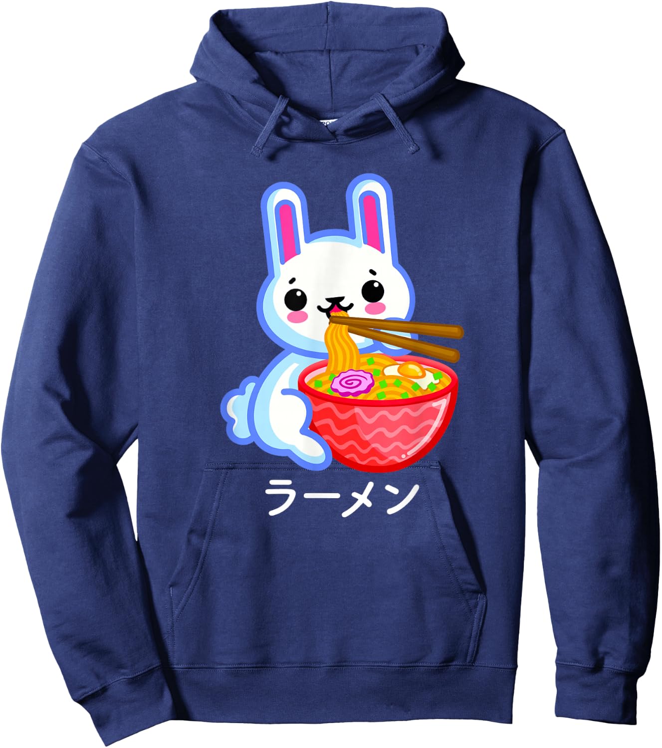 Rabbit Ramen Noodles Cute Bunny Lover Kawaii Japanese Anime Hoodie - Hoodie | Navy