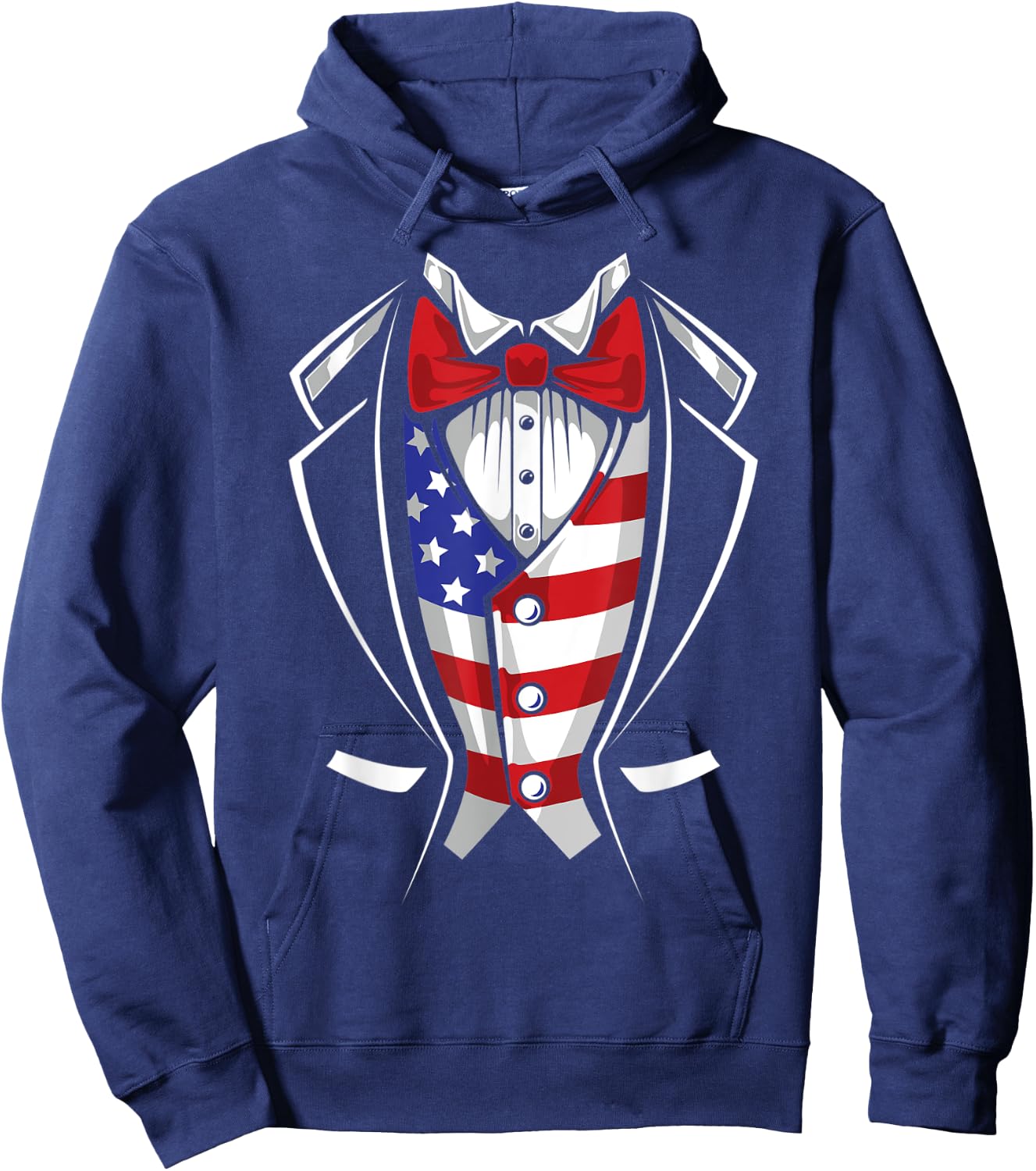 USA Suit Tuxedo Patriotic 4th of July Flag America American Hoodie - Hoodie | Navy