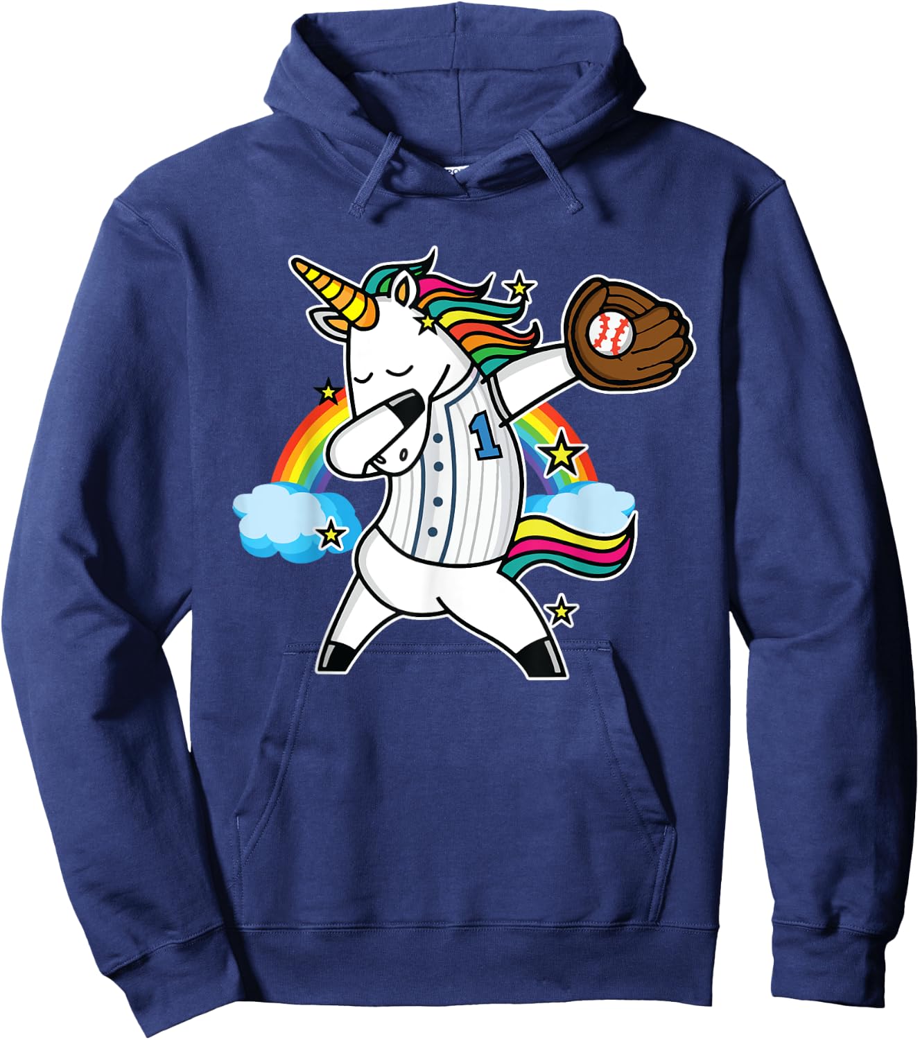 Unicorn Baseball Rainbow Baseball Lover I Unicorn Baseball Hoodie - Hoodie | Navy