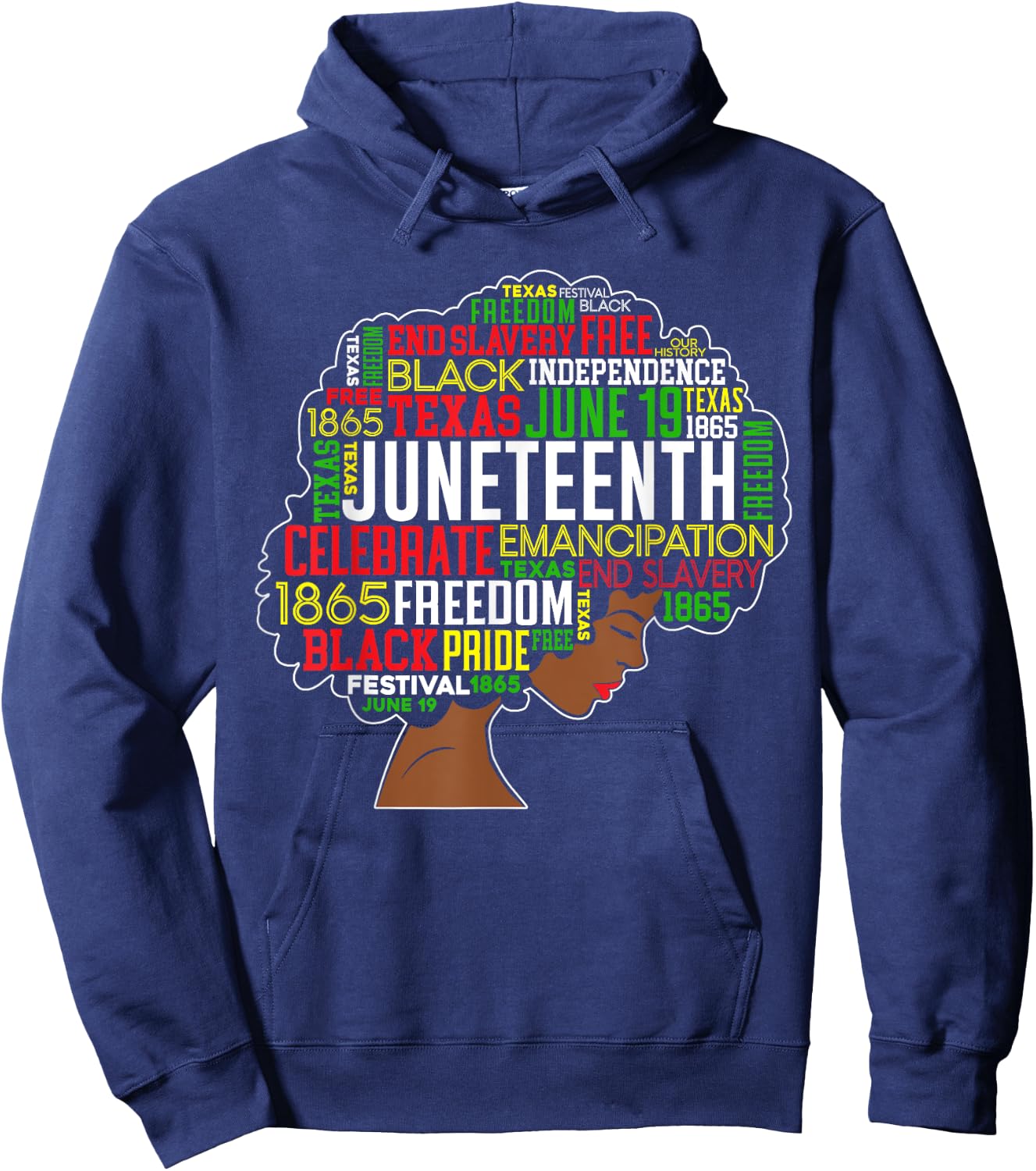 Juneteenth Word Cloud Black Freedom Black History Month Hoodie - Hoodie | Navy
