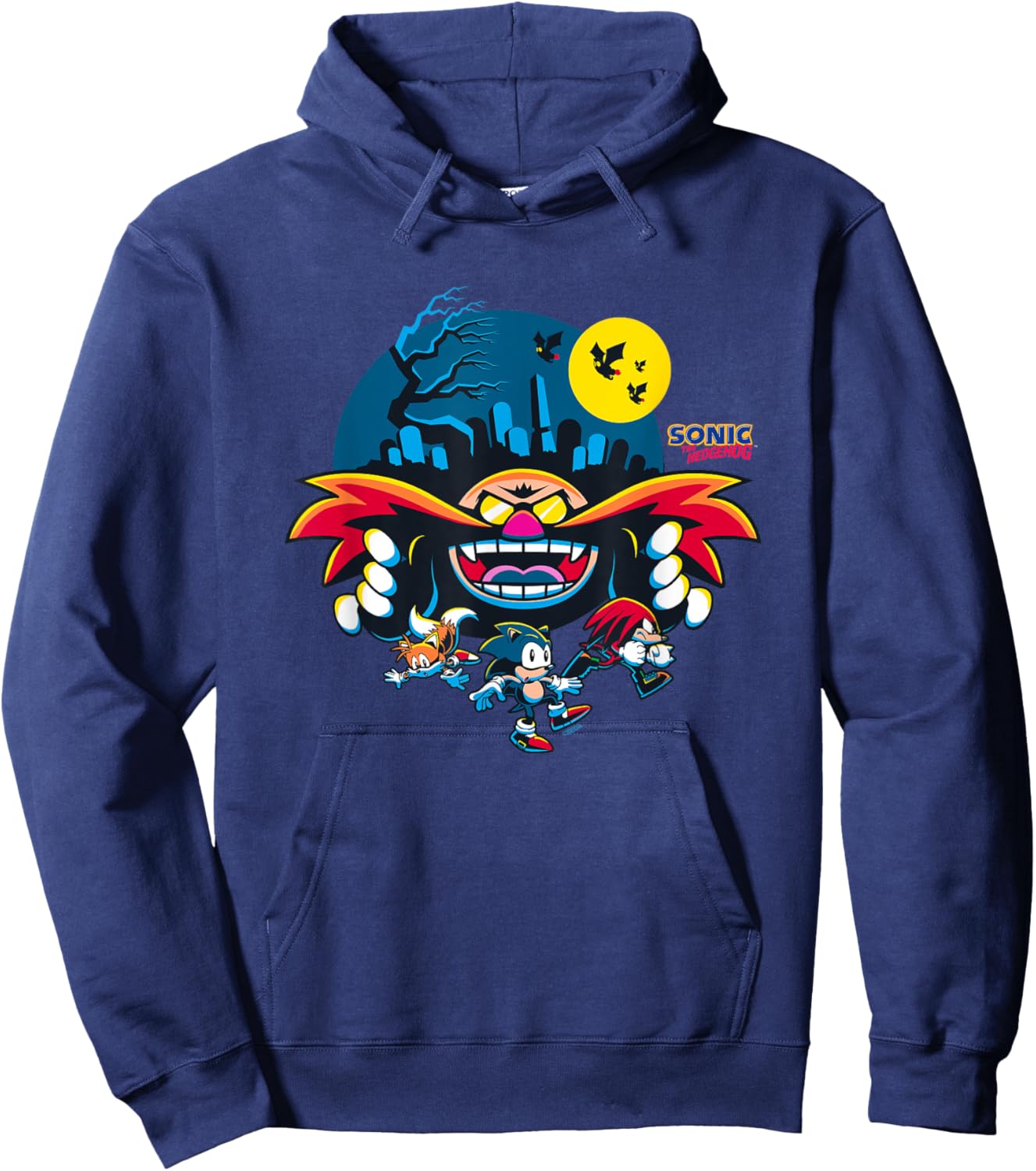 Sonic The Hedgehog Halloween Friends Haunted By Eggman Hoodie - Hoodie | Navy