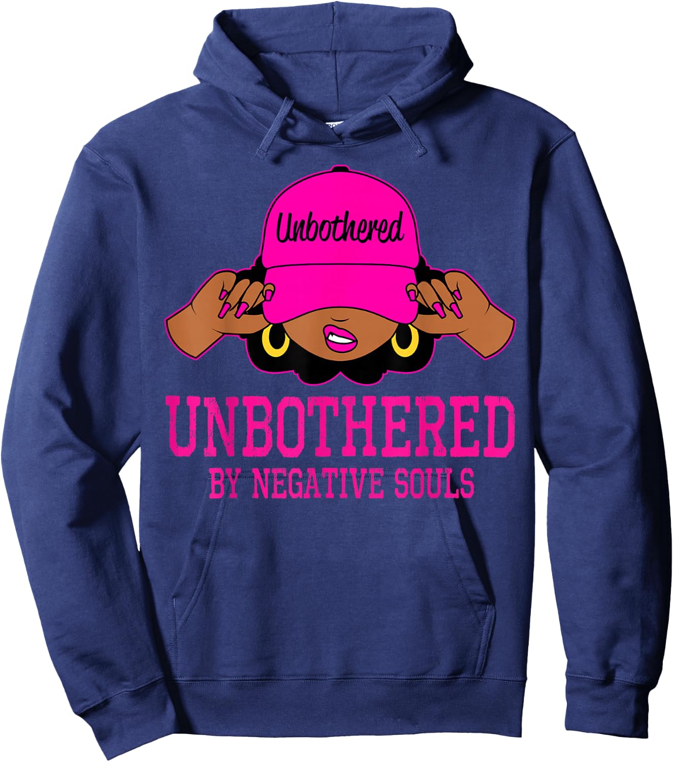 Unbothered Sassy Black Woman African American Afro Queen Hoodie - Hoodie | Navy