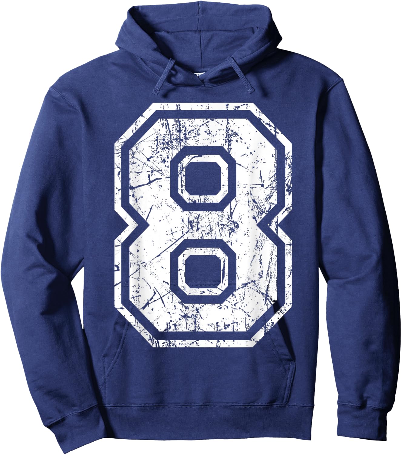 Sports Jersey Grunge Number 8 Fan Team Player Birthday Gift Hoodie - Hoodie | Navy
