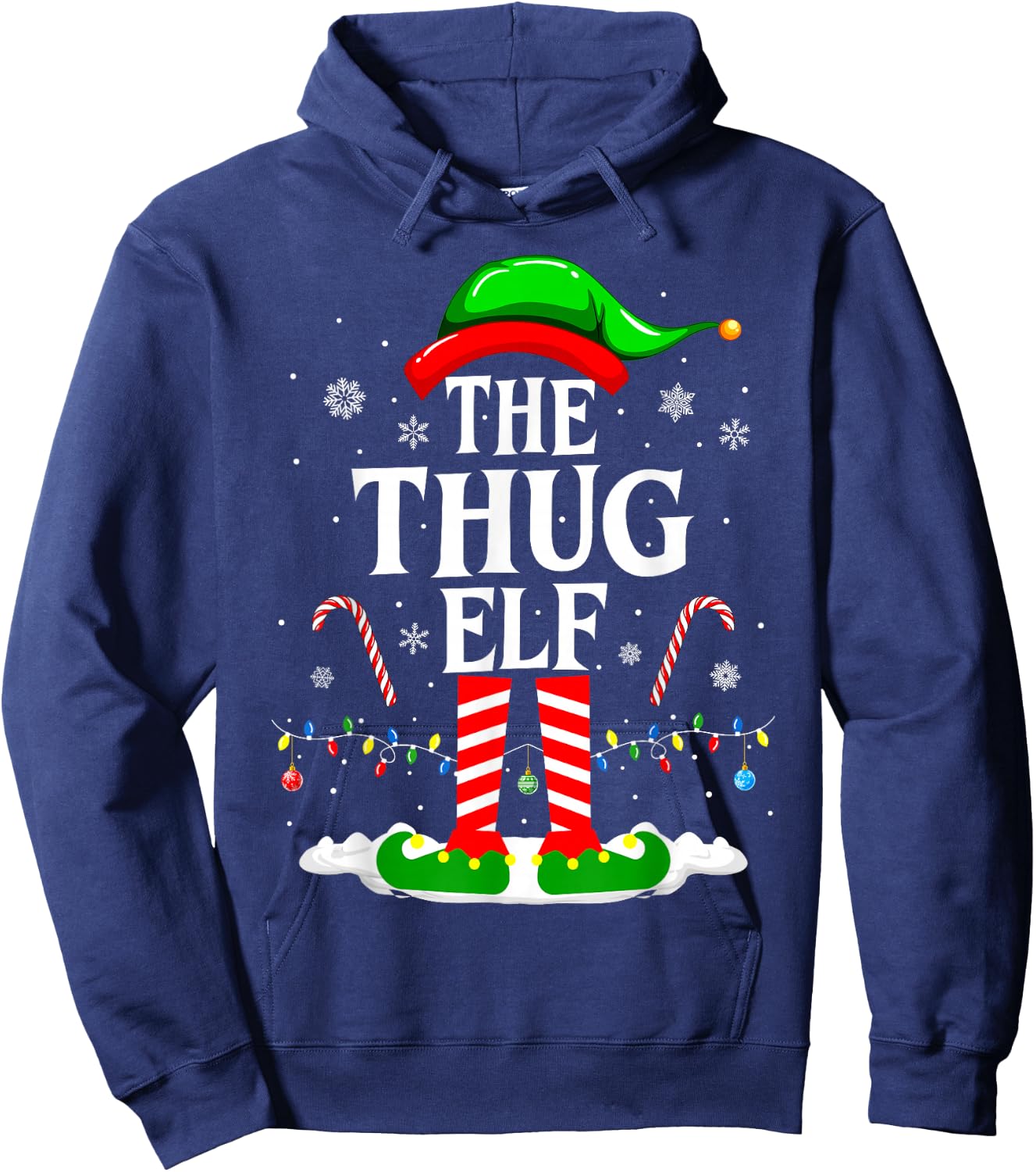 The Thug Elf Xmas Funny Matching Family Group Christmas Hoodie - Hoodie | Navy