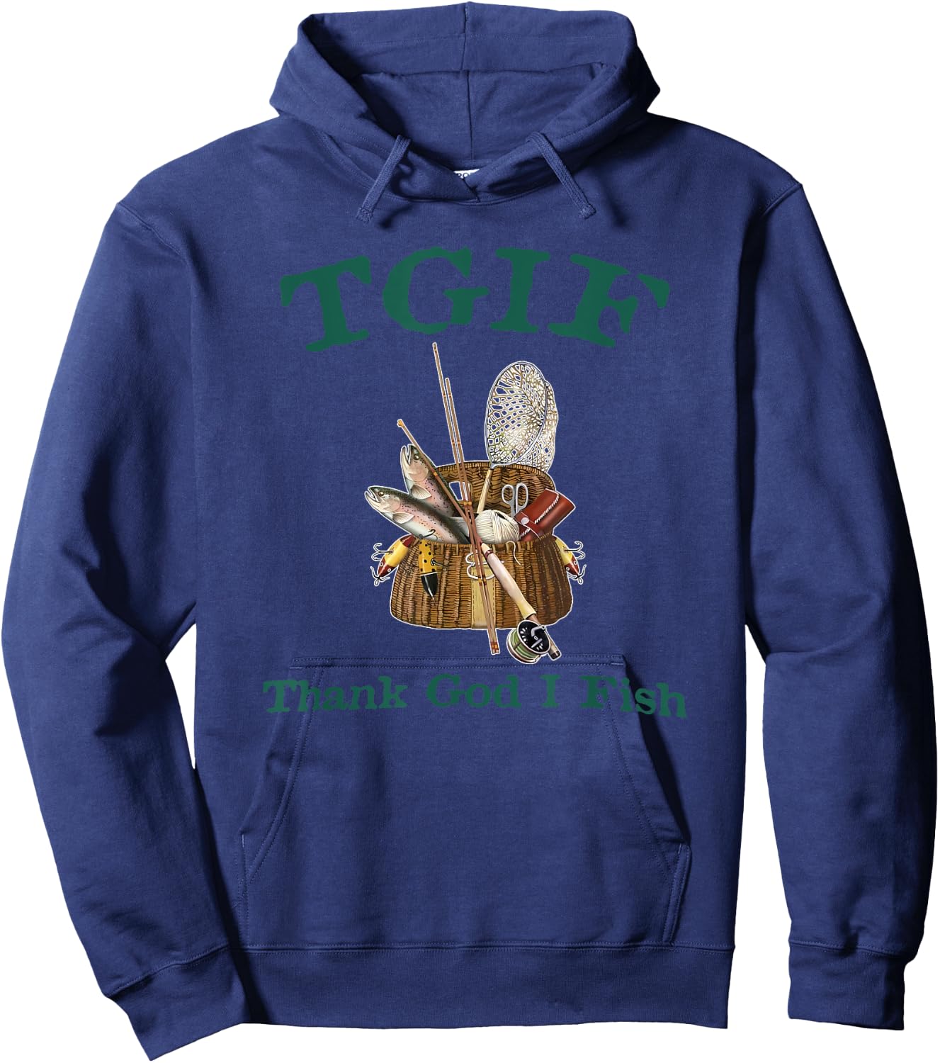 TGIF Thank God I Fish Funny Fishing Hoodie - Hoodie | Navy