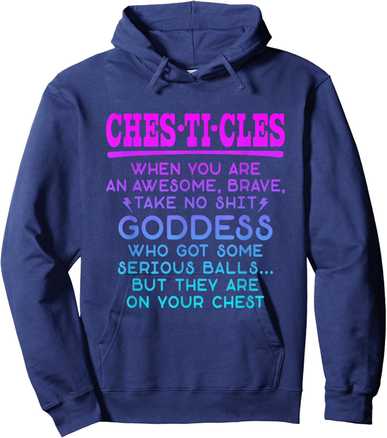 Chesticles Amazing Brave Goddess Feminist Empowerment Breast Hoodie - Hoodie | Navy