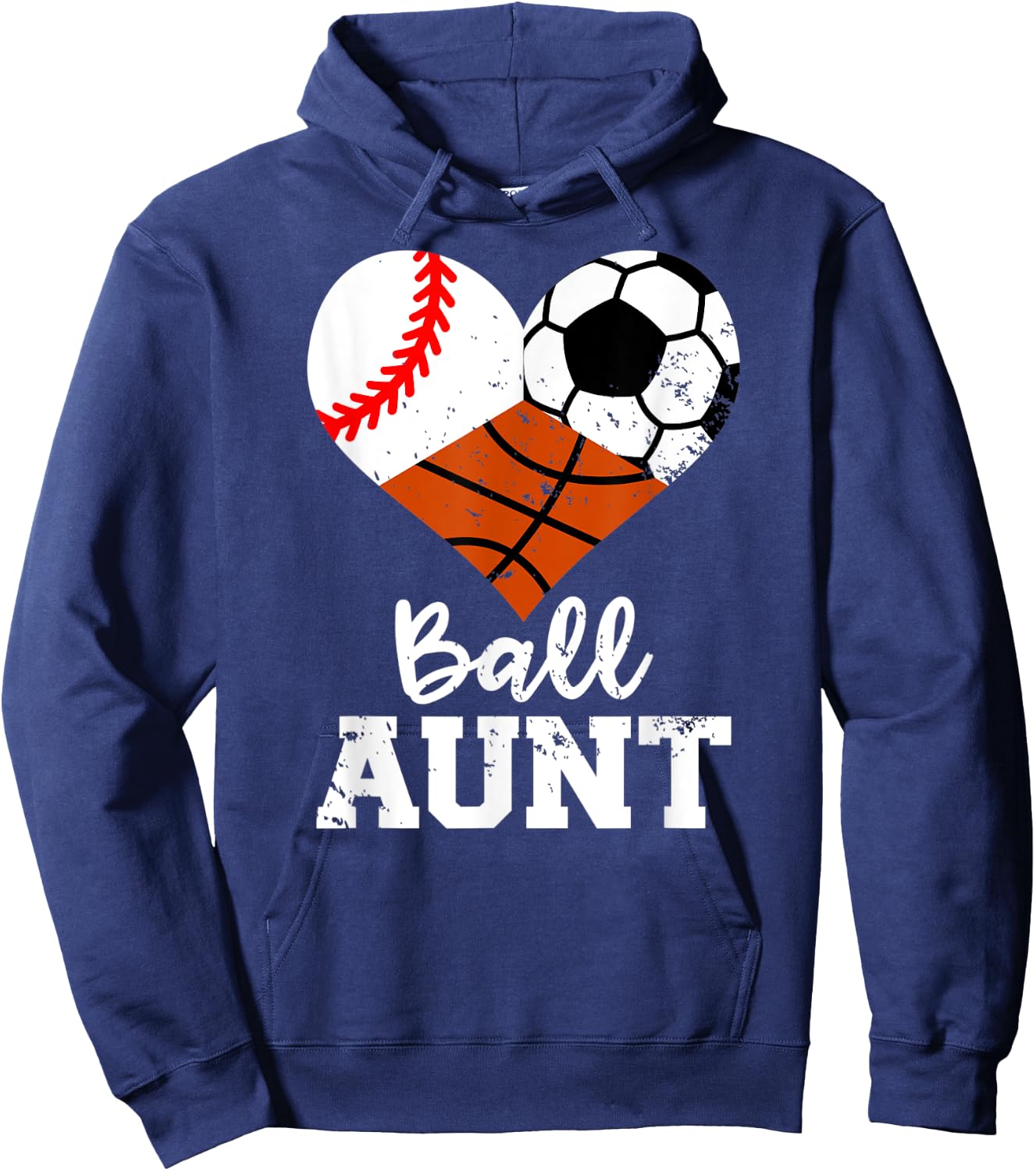 Ball Aunt Baseball Soccer Basketball Funny Sport Aunt Hoodie - Hoodie | Navy