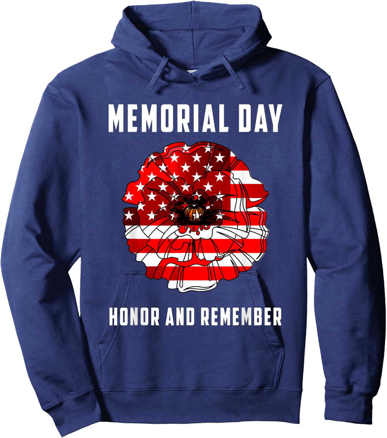 Veterans Day Red Poppy Flower USA Memorial Day 2021 Hoodie - Hoodie | Navy