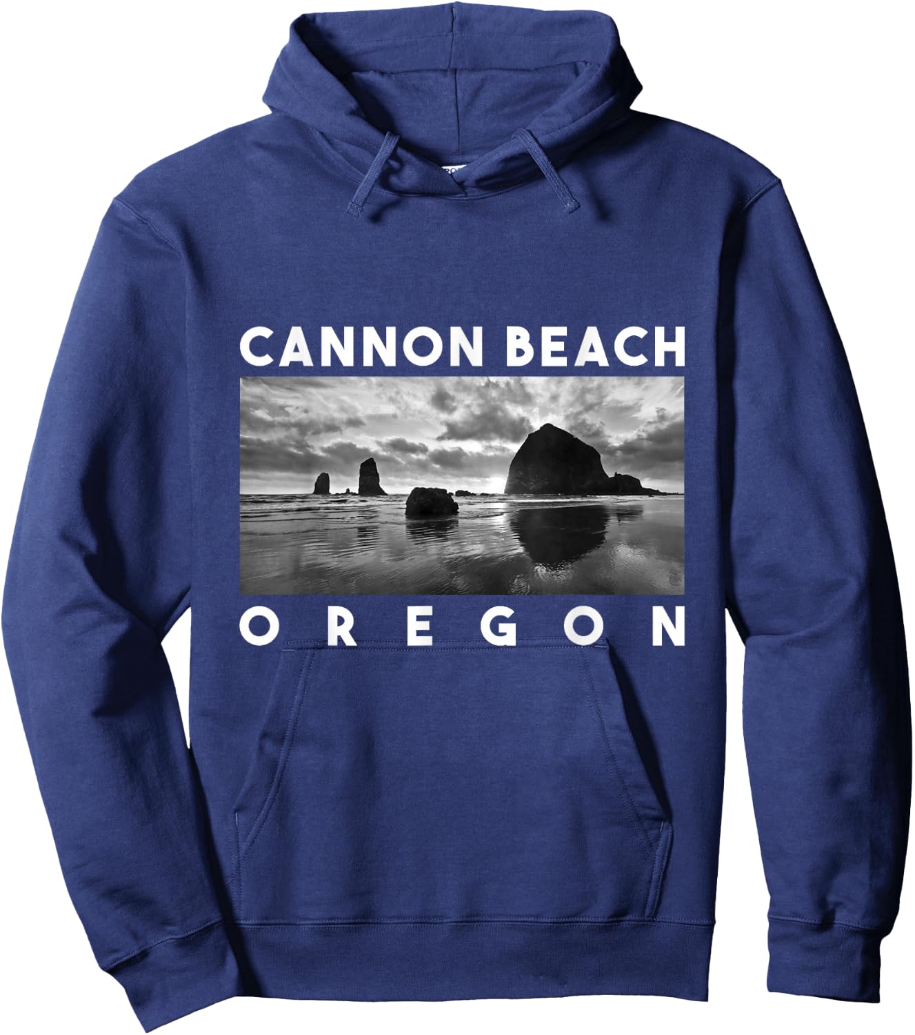Oregon Cannon Beach Skyline Haystack Rock Travel Souvenir Hoodie - Hoodie | Navy