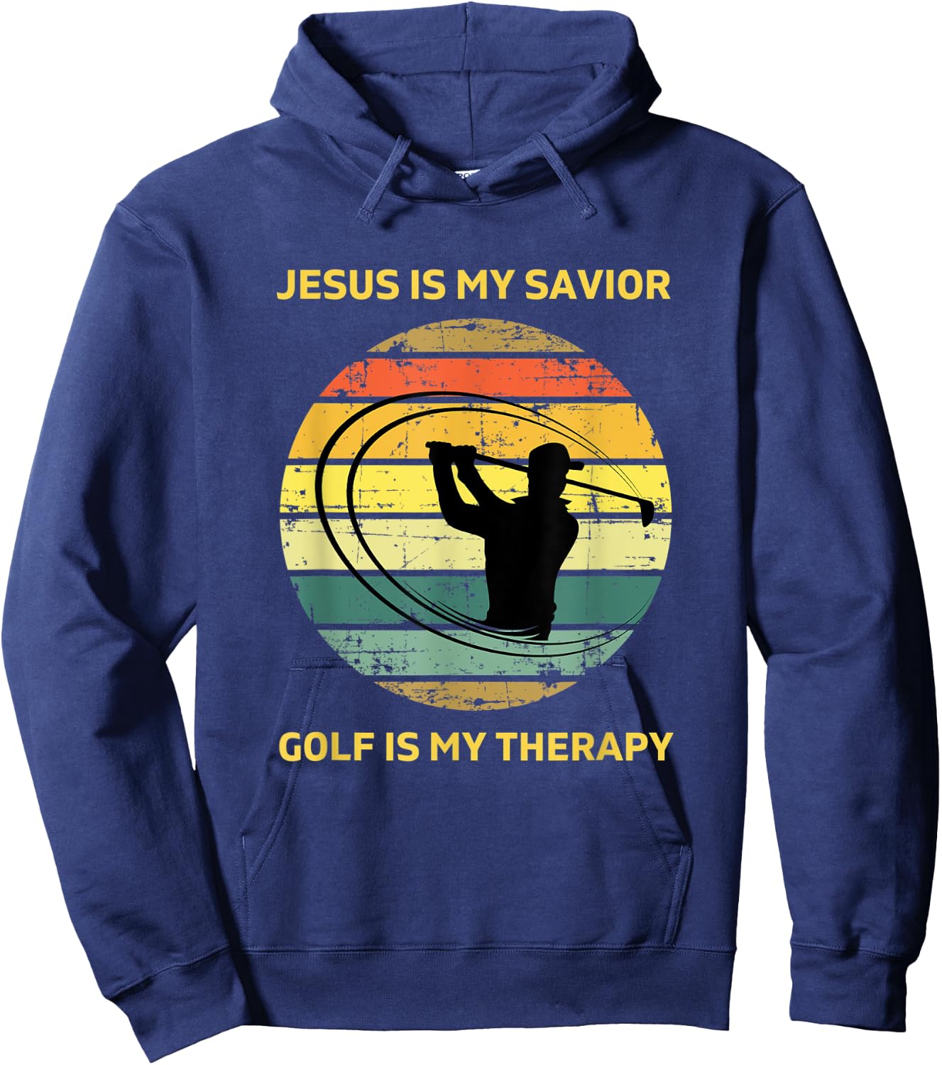 Jesus is My Savior Golf is My Therapy Gifts Golf Lover Funny Hoodie - Hoodie | Navy