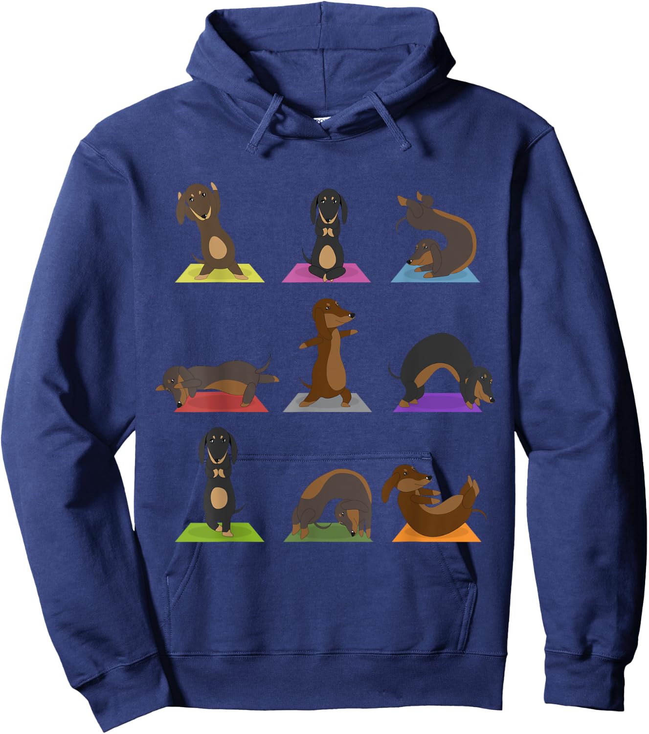 Yoga Dachshund Funny Meditation Dog Lover Zen Men Women Hoodie - Hoodie | Navy