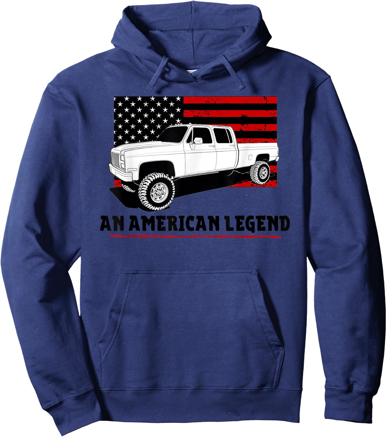 Lifted Square Body Truck American Muscle Shirt 4x4 Hoodie - Hoodie | Navy