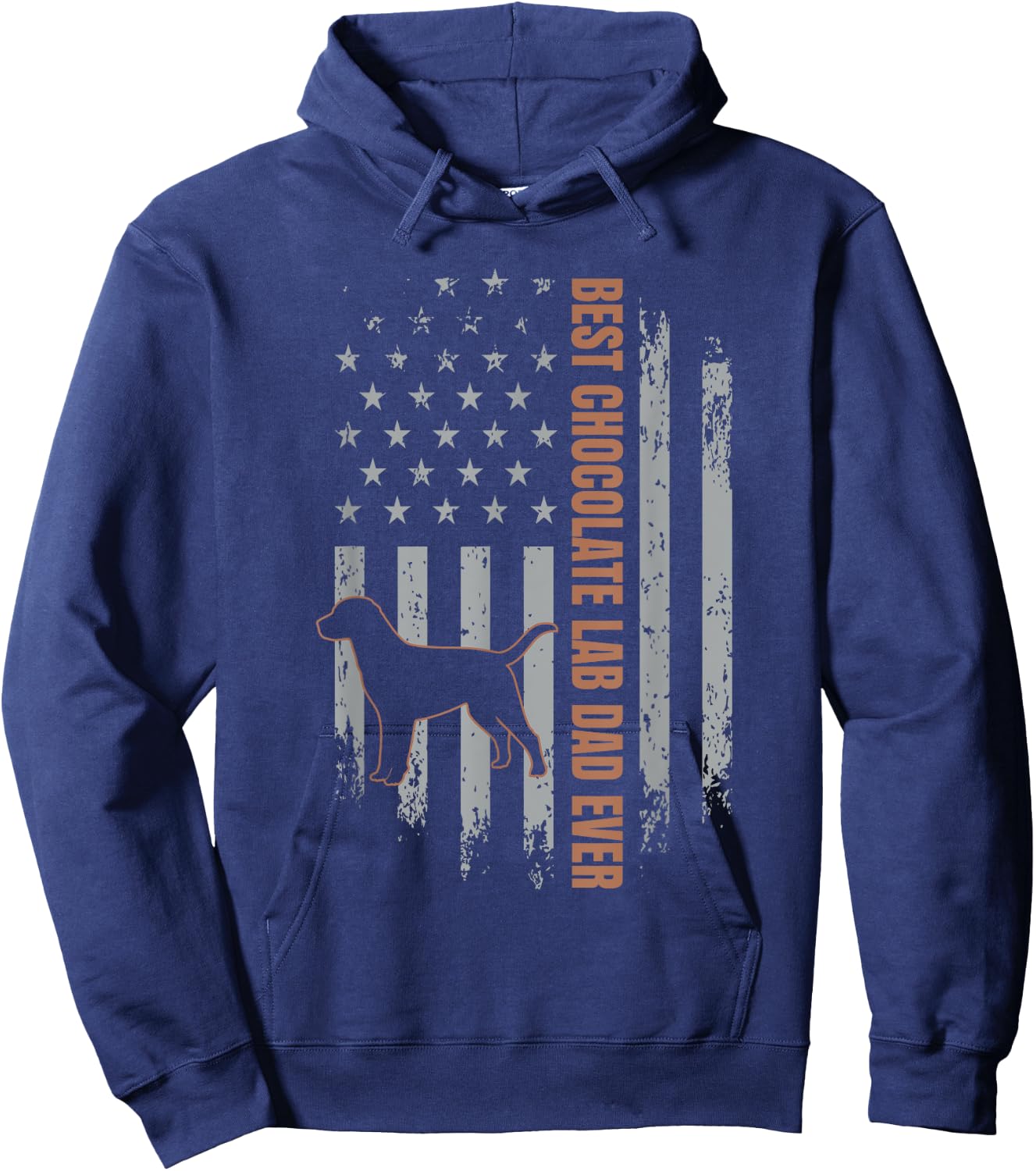 Chocolate Lab Dad American Flag Brown Labrador Retriever Hoodie - Hoodie | Navy