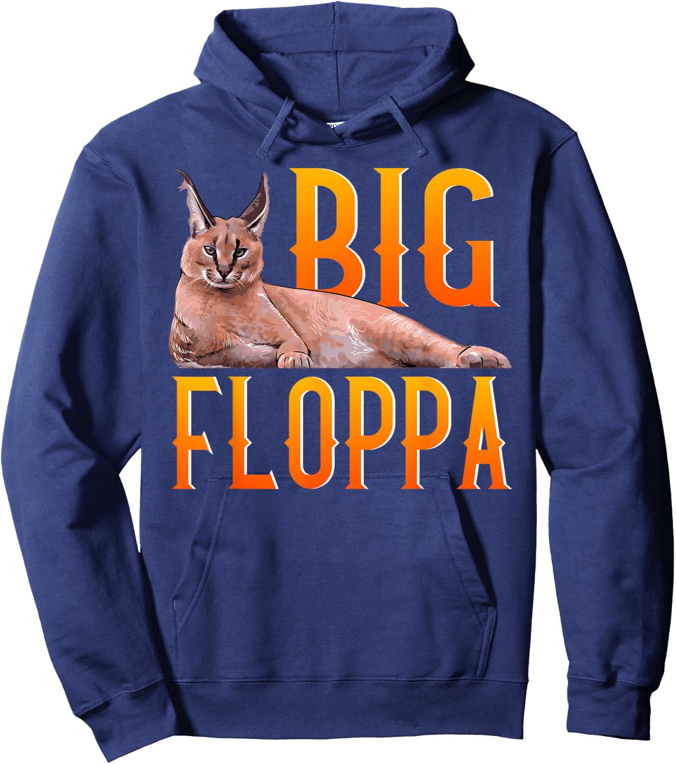 Big Floppa Meme Cute Caracal Cat Hoodie - Hoodie | Navy