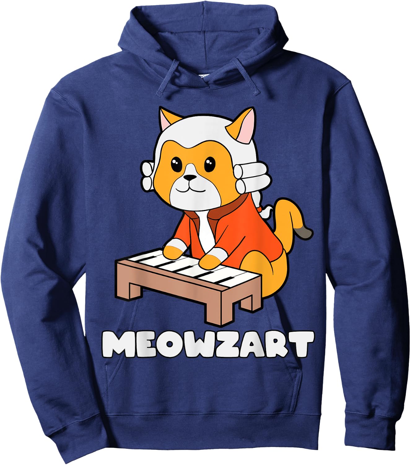 Meowzart Kitty Piano Funny Cat Lover Pun Classical Music Men Women Kids Hoodie - Hoodie | Navy