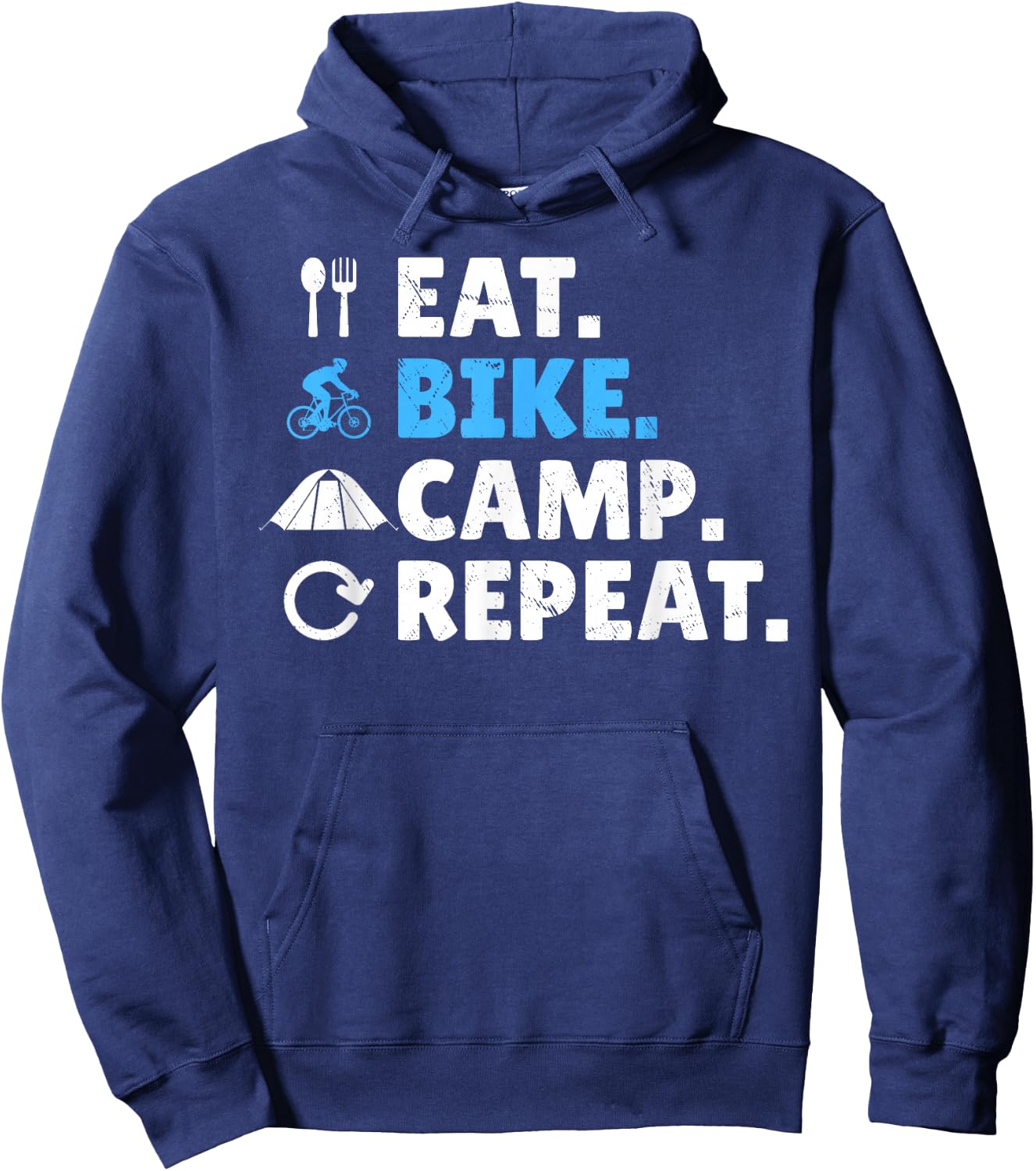 Eat. Bike. Camp. Repeat. - Gravel Bike Bikepacking Hoodie - Hoodie | Navy