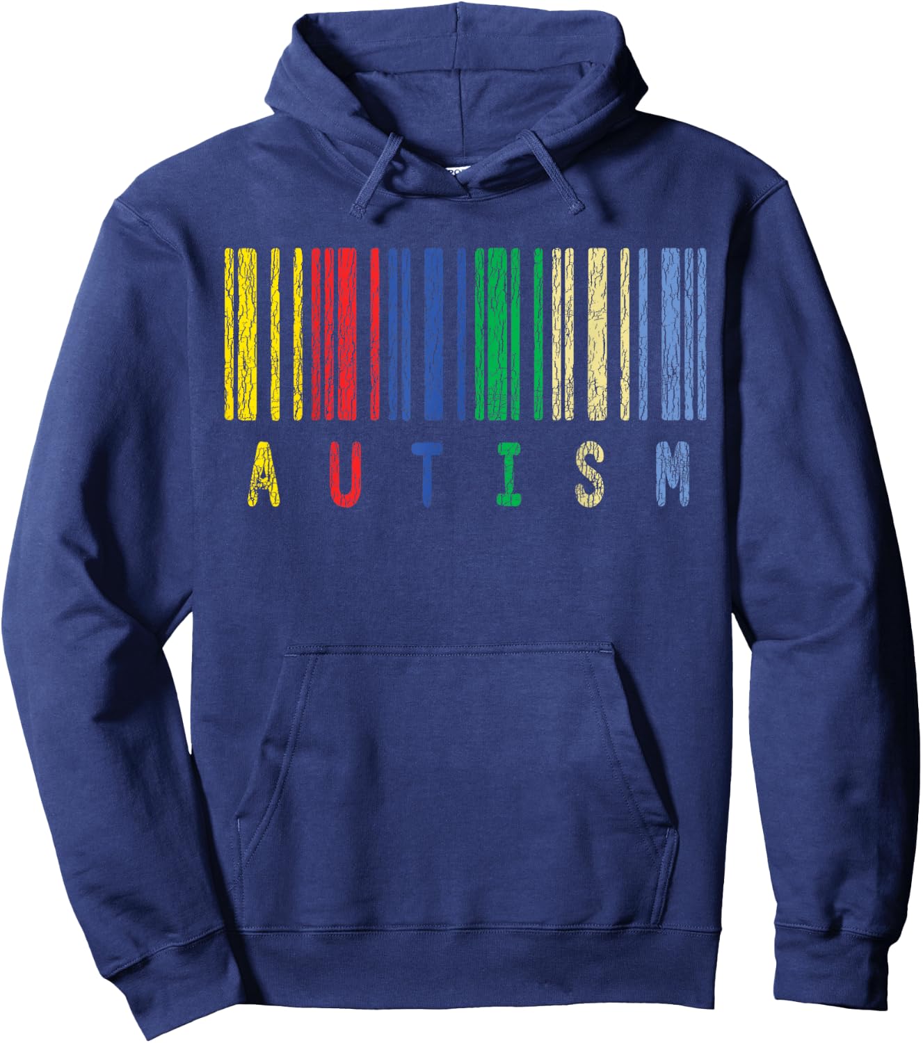 Autism Colorful Barcode Support Autistic Kids Awareness Gift Hoodie - Hoodie | Navy