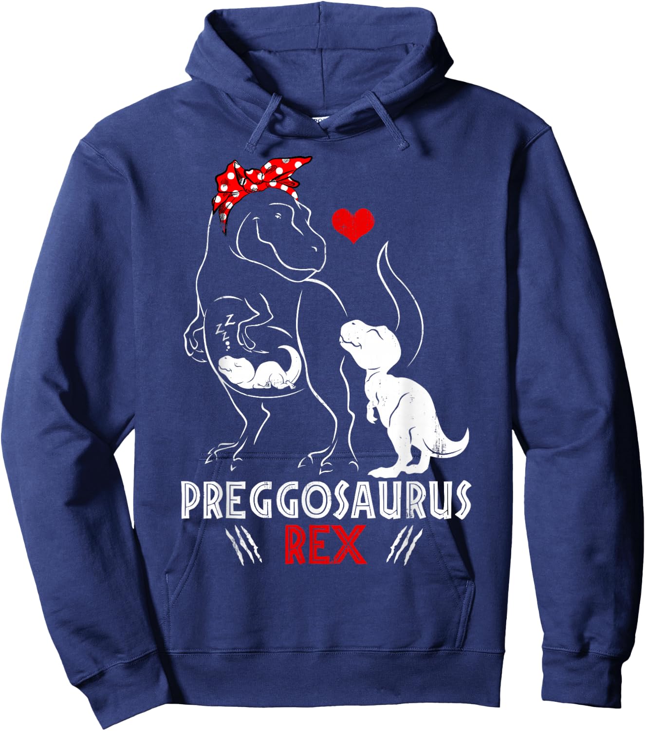 Mamasaurus Rex Pregosaurus Funny Pregnancy Have Two Kids Hoodie - Hoodie | Navy