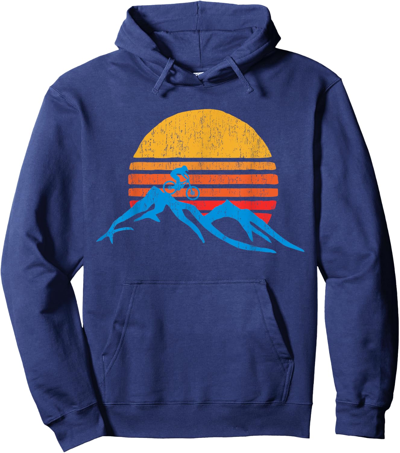 Mountain Bike Vintage Sunset Design Graphic Hoodie - Hoodie | Navy