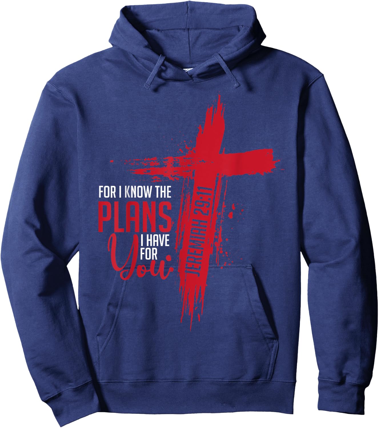 Jeremiah 29:11 Christian Religious Bible Verse Cross Hoodie - Hoodie | Navy