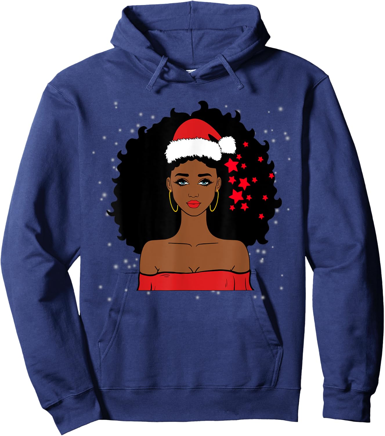 African American Christmas Santa Claus Hoodie - Hoodie | Navy