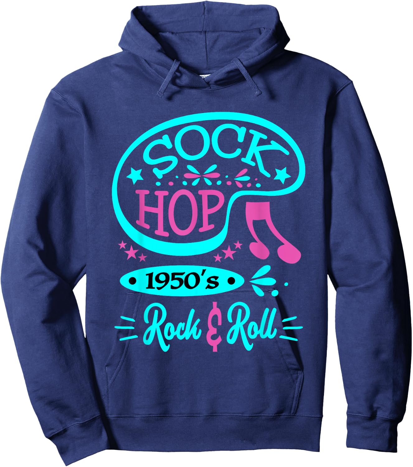 1950s Sock Hop Rockabilly Clothing Rock N Roll Greaser 50s Hoodie - Hoodie | Navy