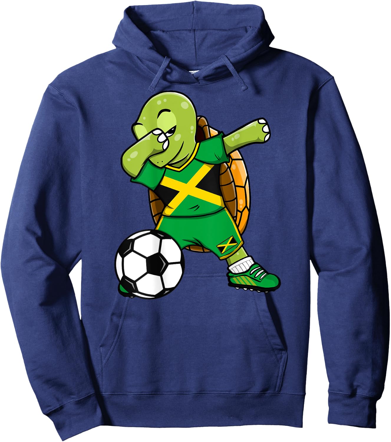 Dabbing Turtle Jamaica Soccer Fans Jersey Jamaican Football Hoodie - Hoodie | Navy