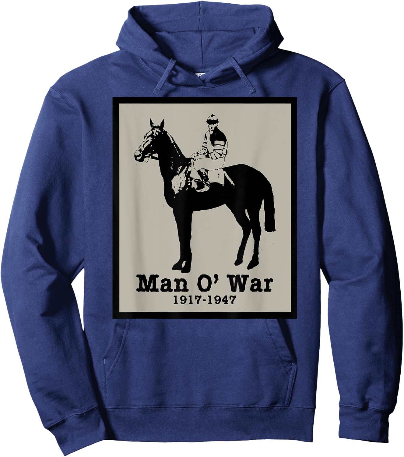 MAN O' WAR Vintage Race Horse Hoodie - Hoodie | Navy