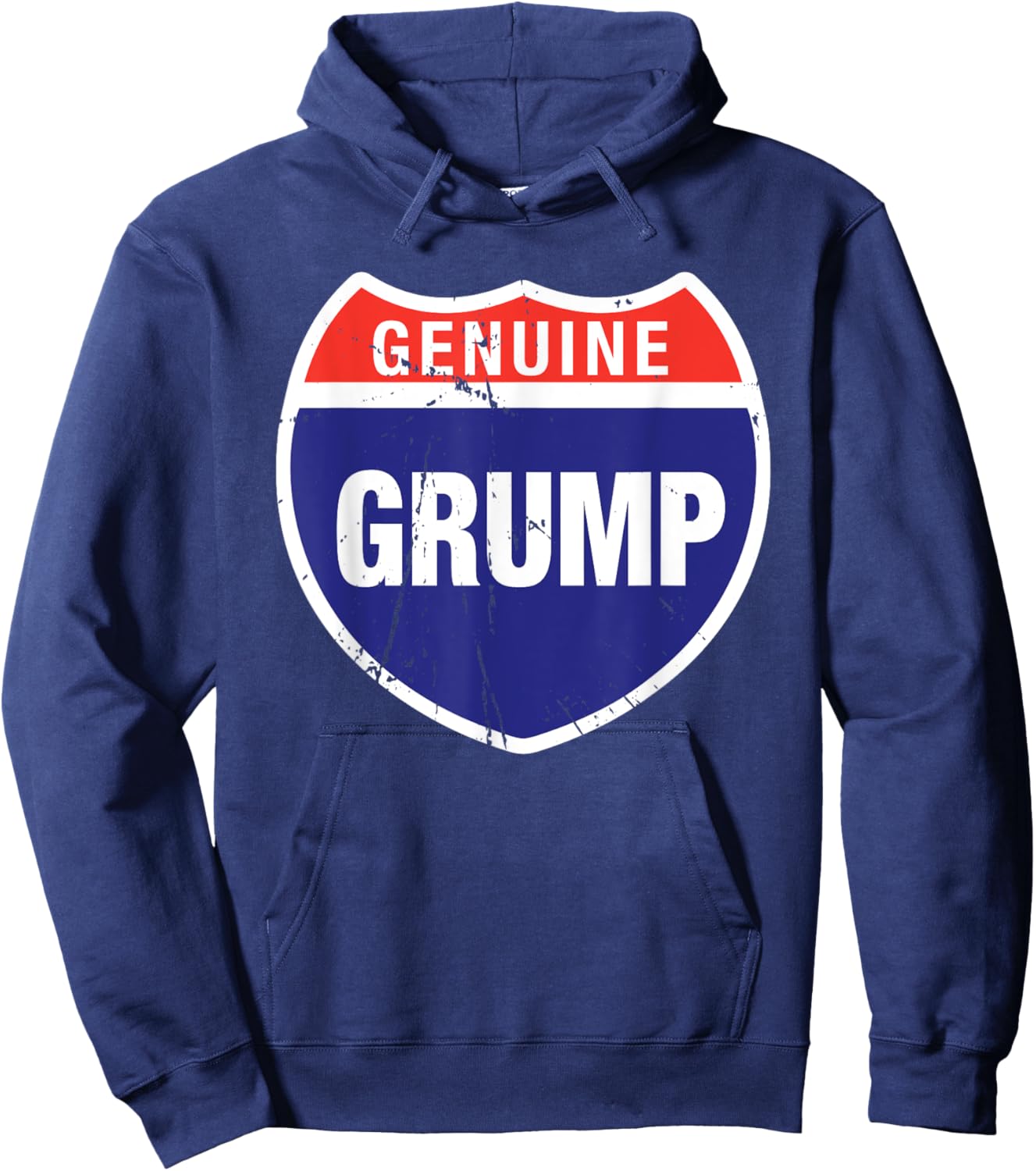 Genuine Grump Funny Interstate Shield Certified Grumpy Old Hoodie - Hoodie | Navy