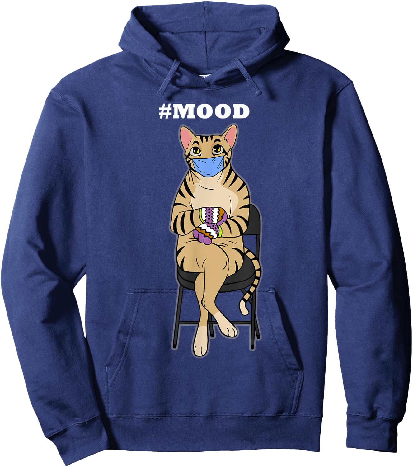 Cat Kitten Tiger Mood Bernie Sanders Mittens Meme Funny Joke Men Women Kids Hoodie - Hoodie | Navy