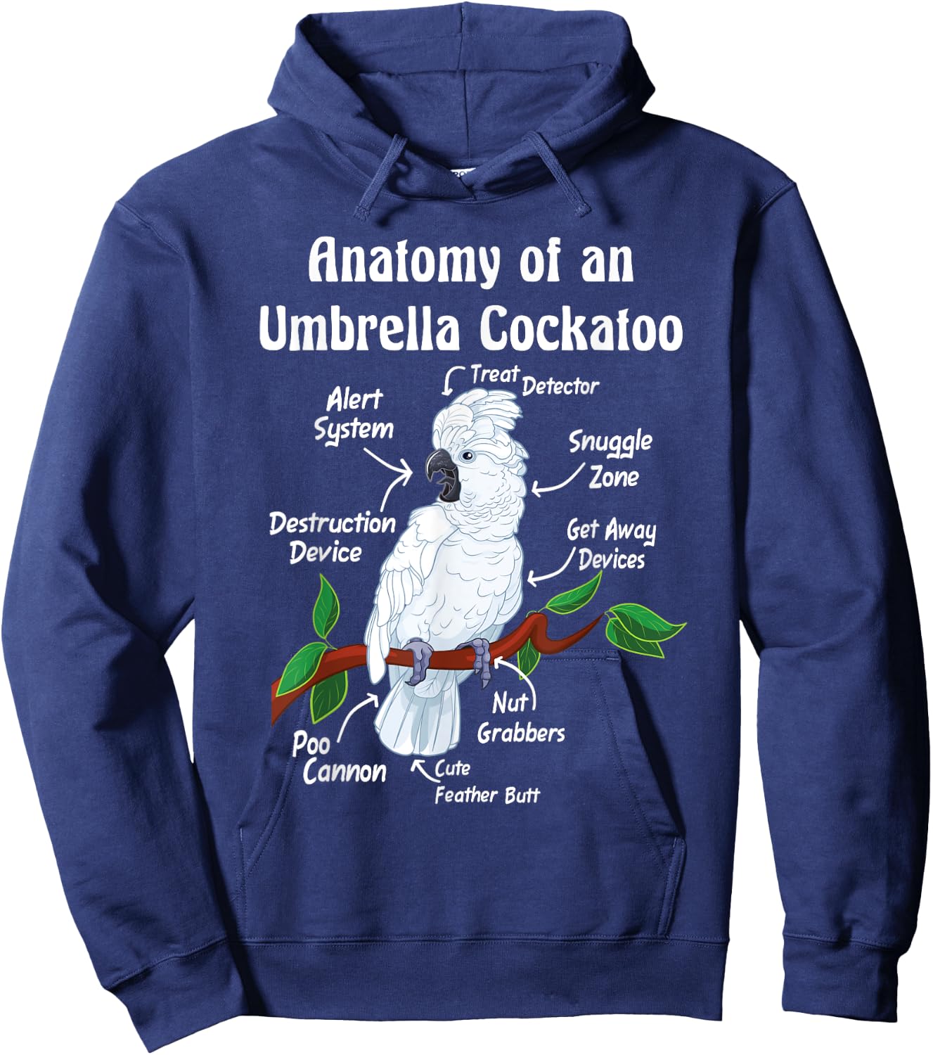 Parrot Anatomy Designs Anatomy of an Umbrella Cockatoo -Adults, Kids Hoodie - Hoodie | Navy