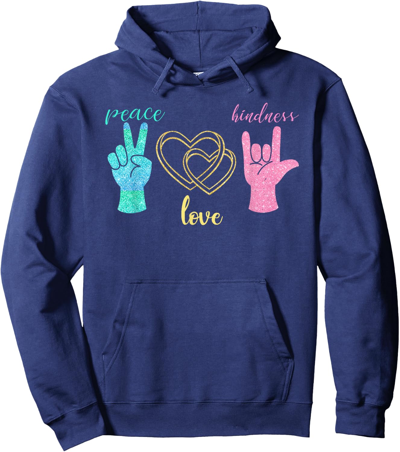 Peace Love Hope Kindness Gift Peace Hoodie - Hoodie | Navy