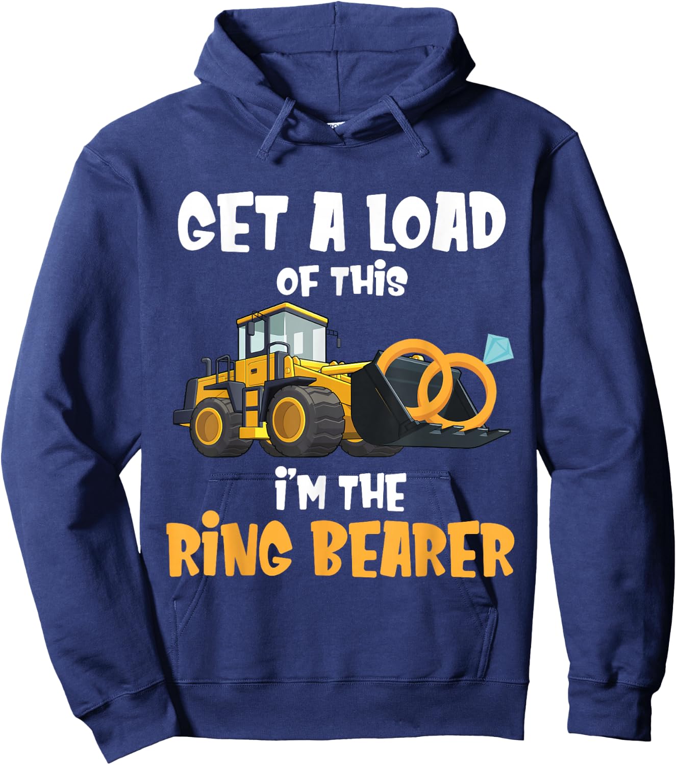 Funny Wedding Party Ring Bearer Excavator Boys Ring Bearer Hoodie - Hoodie | Navy