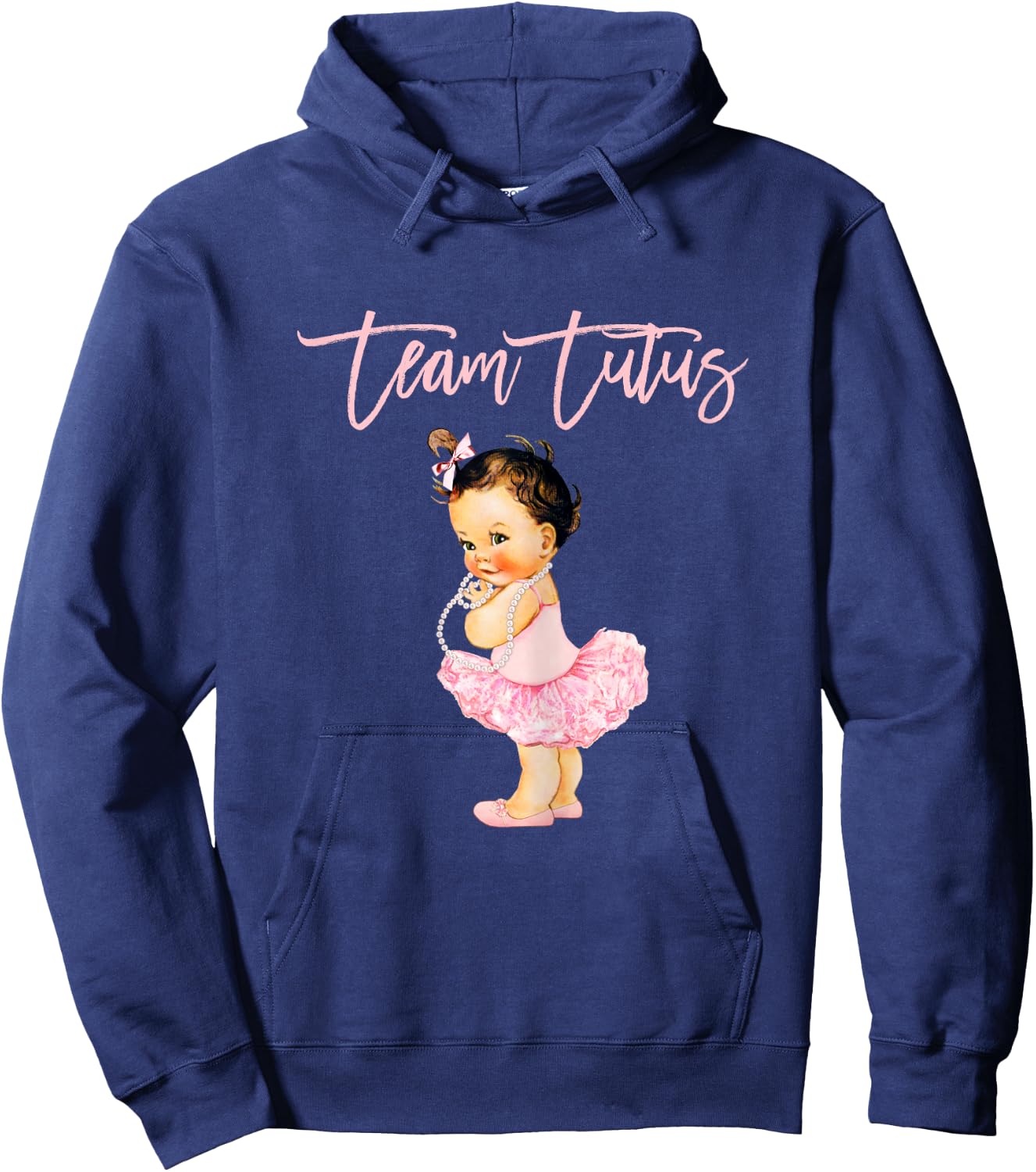 Team Tutu Girl Gender Reveal Baby Shower Touchdown Brunette Hoodie - Hoodie | Navy