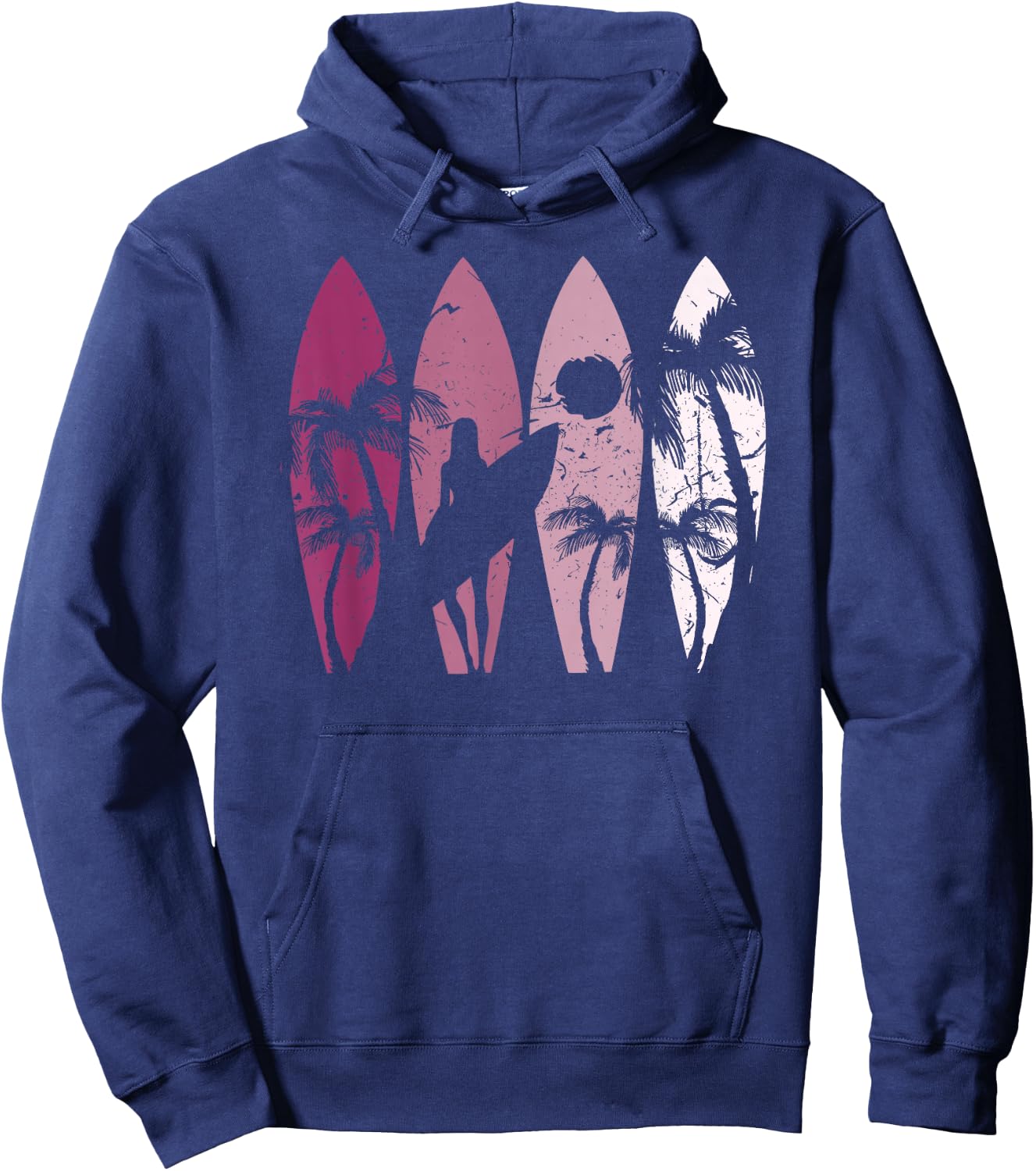 Surfing Surfer Palm Tree Surfboard Sunset Surfer Girl Hoodie - Hoodie | Navy