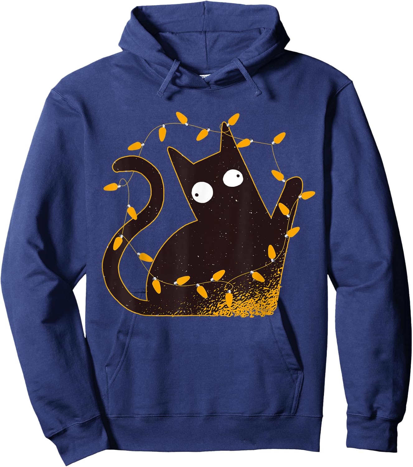 Meowy Catmas Meowie Christmas Sweater Naughty Cat Light Tree Hoodie - Hoodie | Navy