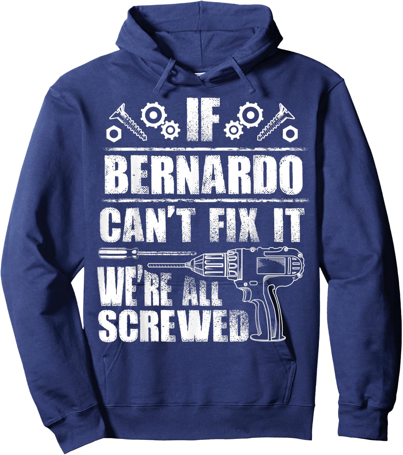 BERNARDO Gift Name Fix It Funny Birthday Personalized Dad Hoodie - Hoodie | Navy