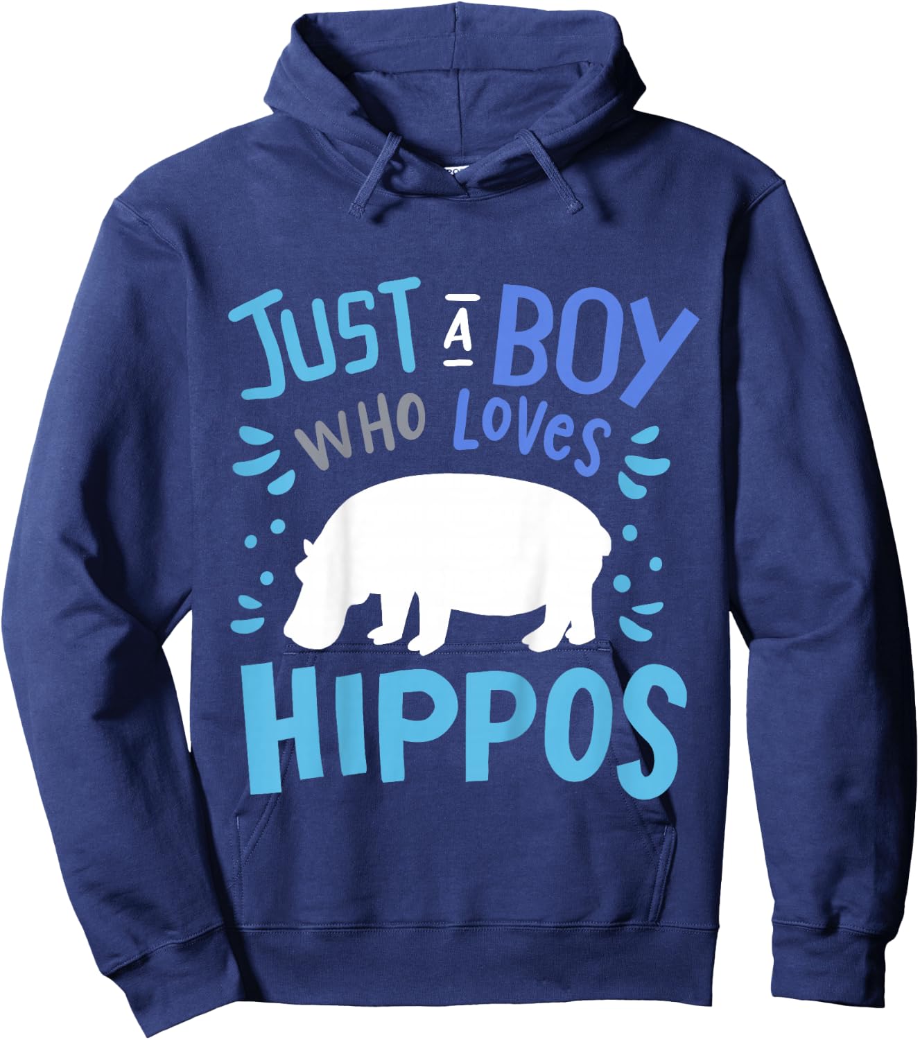 Kids Hippo Hippopotamus Just A Boy Who Loves Hippos Gift Hoodie - Hoodie | Navy