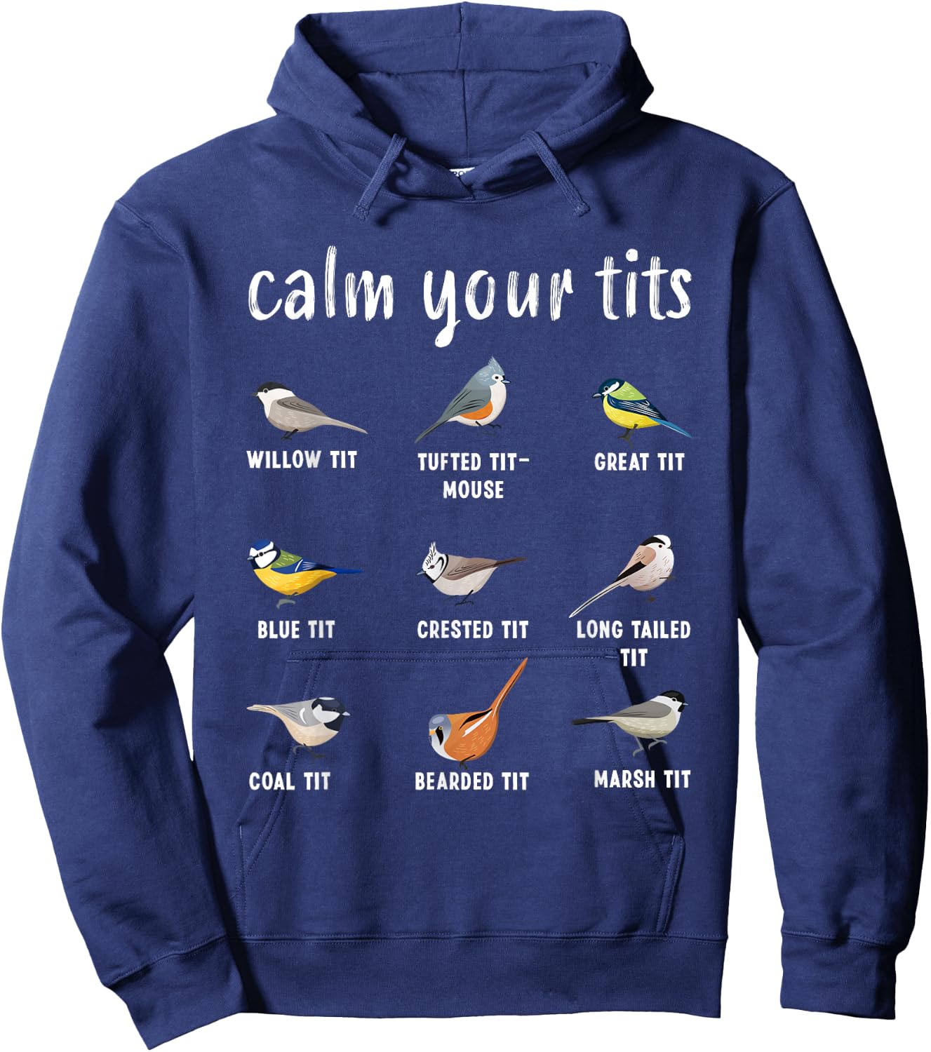 Funny Bird watching Tufted Titmouse Gift Hoodie - Hoodie | Navy