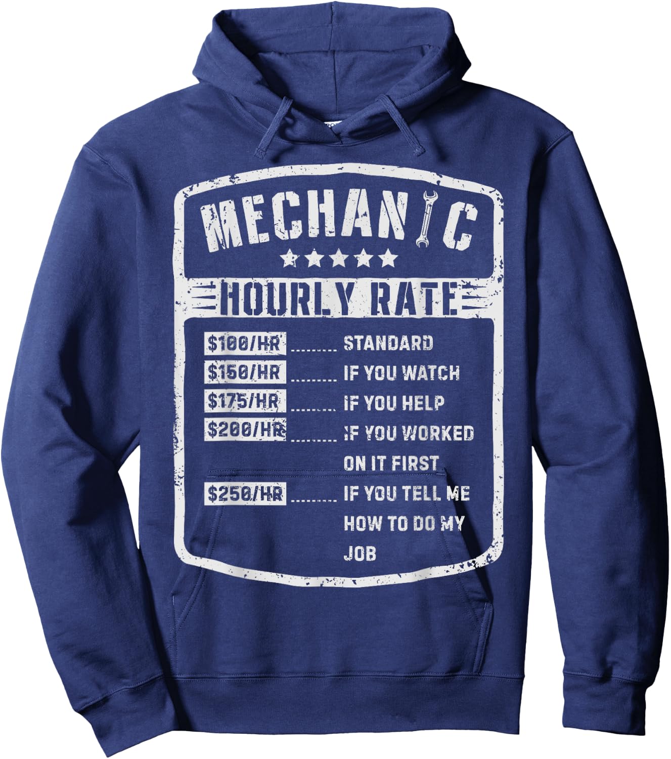 Mechanic Hourly Rate Funny Mechanics Labor Rates Gift Men Hoodie - Hoodie | Navy