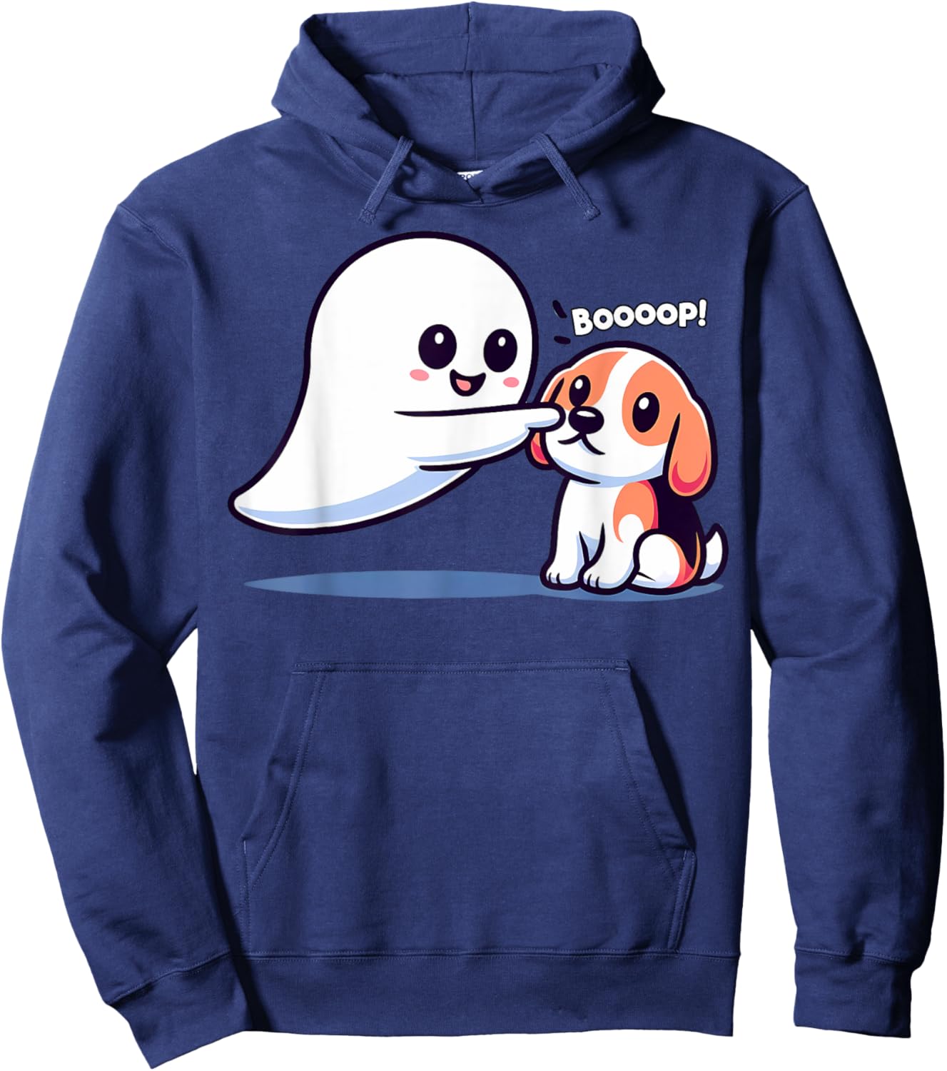 Funny Halloween Ghost Beagle Dog Boop Silly Puppy Humor Women Kids Hoodie - Hoodie | Navy