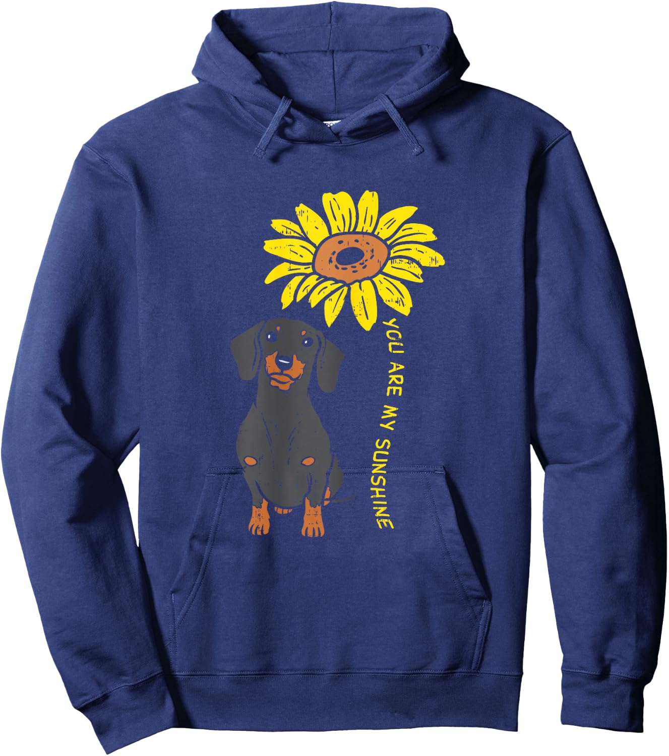 Sunflower Sunshine Dachshund Cute Weiner Dog Animal Pet Gift Hoodie - Hoodie | Navy